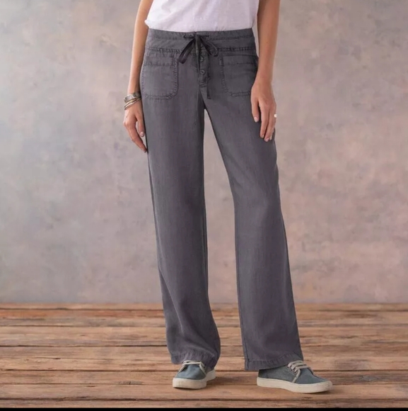 Sundance Gigi Straight Leg Drawstring Button Fly Pants Size 16 Tensel Gray - Picture 2 of 11